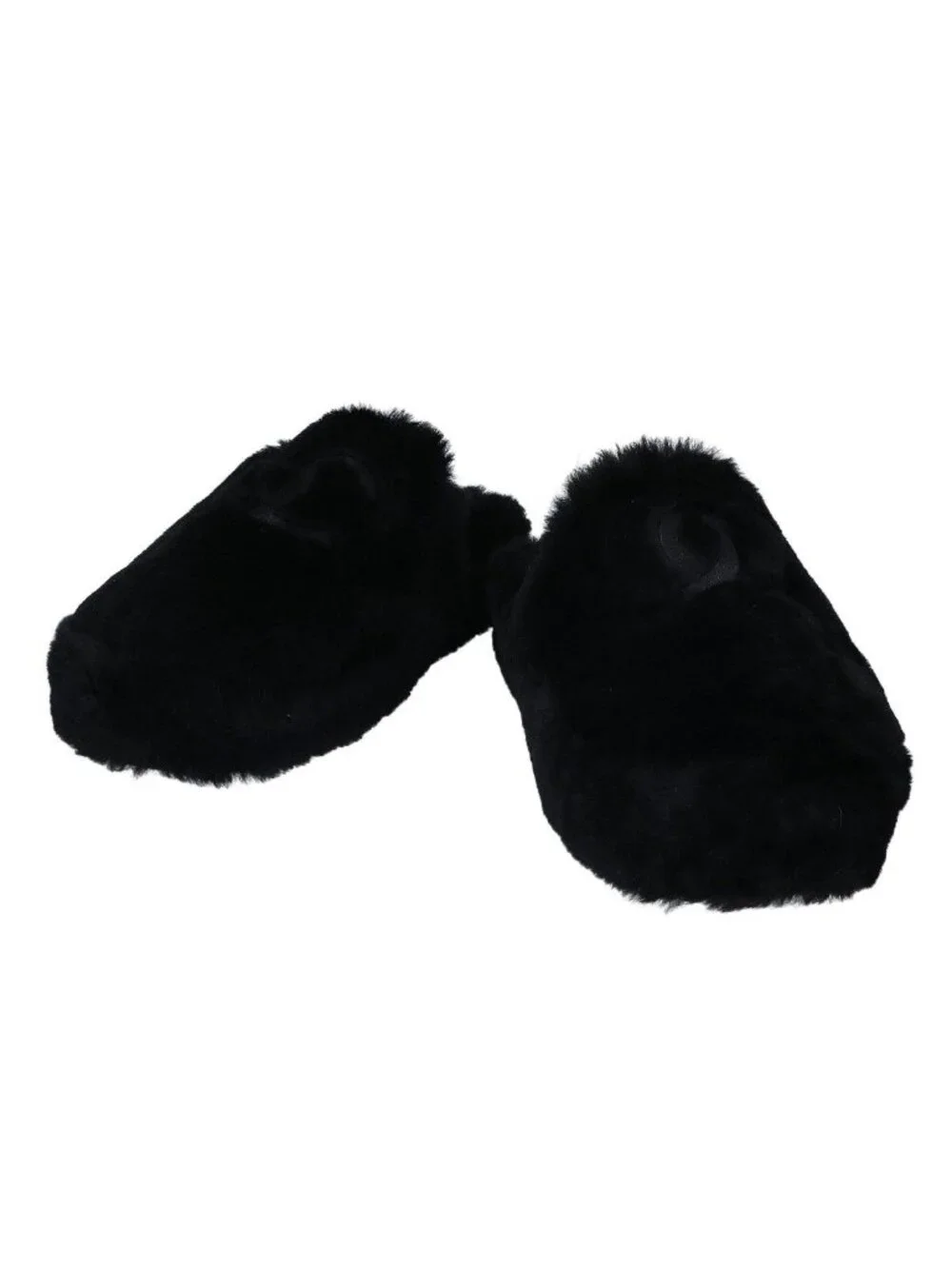 Chanel 24B Shearling Lambskin Fur Slippers Room Shoes 38C